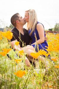 girl on top in a field of flowers