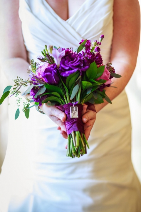 Bridal Bouquet purple memorial photo charm