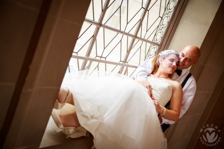 Bride & Groom window snuggles