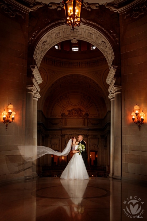 Bride & Groom inside City Hall