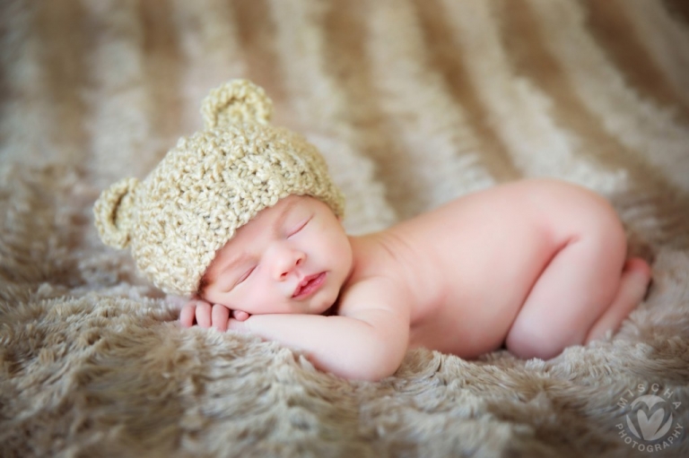 sleepy newborn bear hat