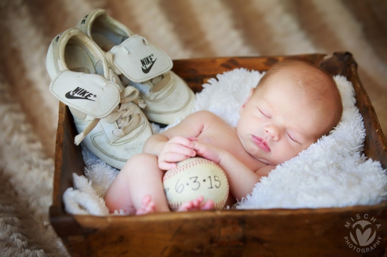 baseball themed newborn portrait