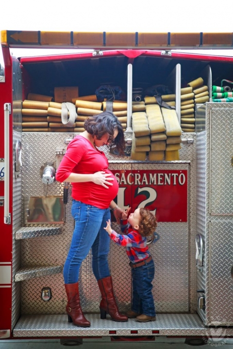 fire station themed maternity session 