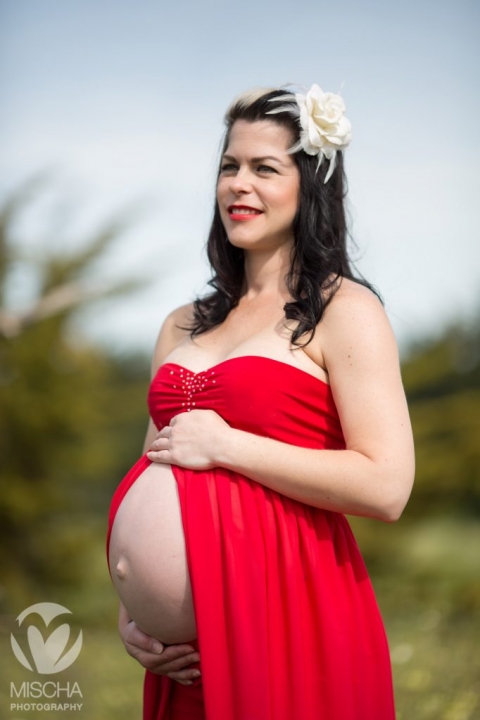 red dress maternity