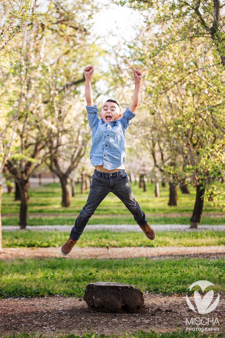 outdoor jumping boy portrait